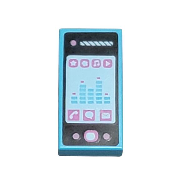 LEGO‎ Smartphone Medium Azure Blue 1x2 Tile 3069pb0854 Replacement Parts Pieces - Picture 1 of 2